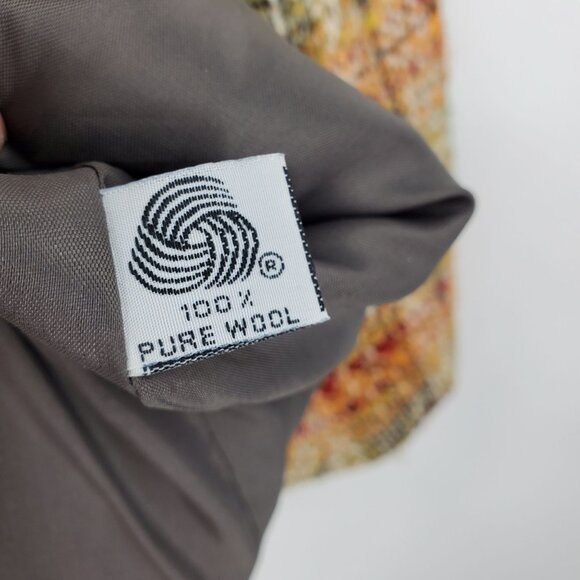 Vintage Alex Pure Wool Orange Plaid Tweed One 0Button Academia Blazer Jacket 12 - Picture 5 of 11